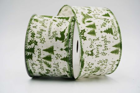 Merry Christmas Style Wired Ribbon_KF6789 GC-3-222_Green